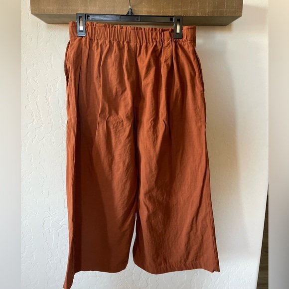 Good Luck Gem|Burnt Orange Rust cropped wide leg pants, stretchy waist•Large - Picture 6 of 14